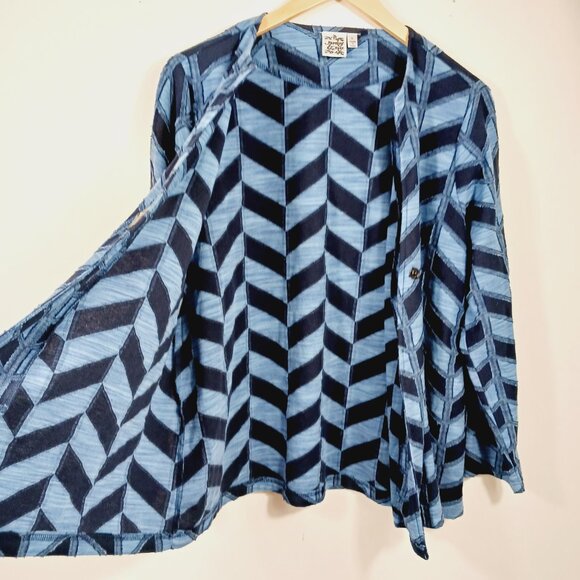 Parsley & Sage, Large, Blue Chevron Top/Wrap, Long Sleeve, Leight Weight, Cotton - Picture 5 of 12